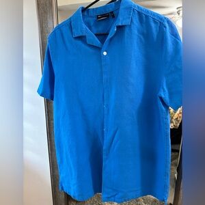 ASOS DESIGN relaxed linen shirt in color blue Size Extra Small